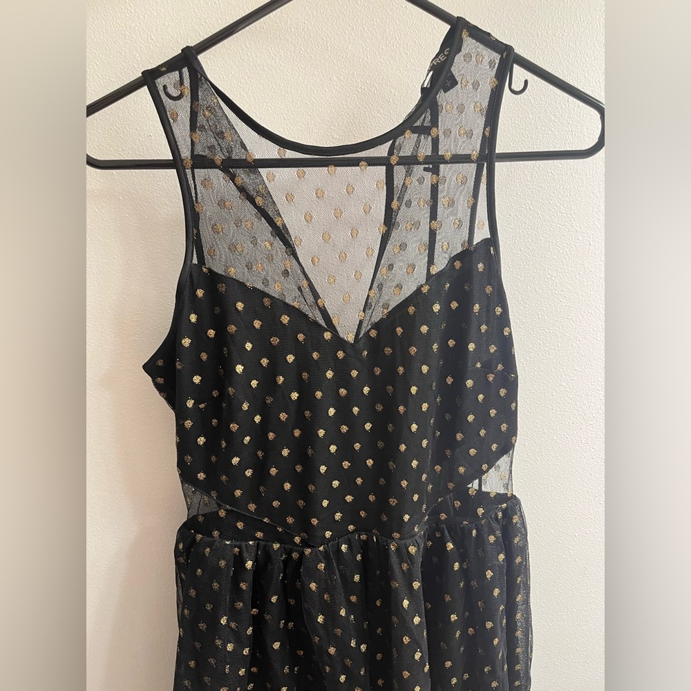 Express polka dot dress with sheer cutouts - small